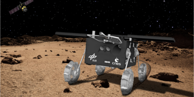 Sim­u­la­tion of the MMX Rover land­ing