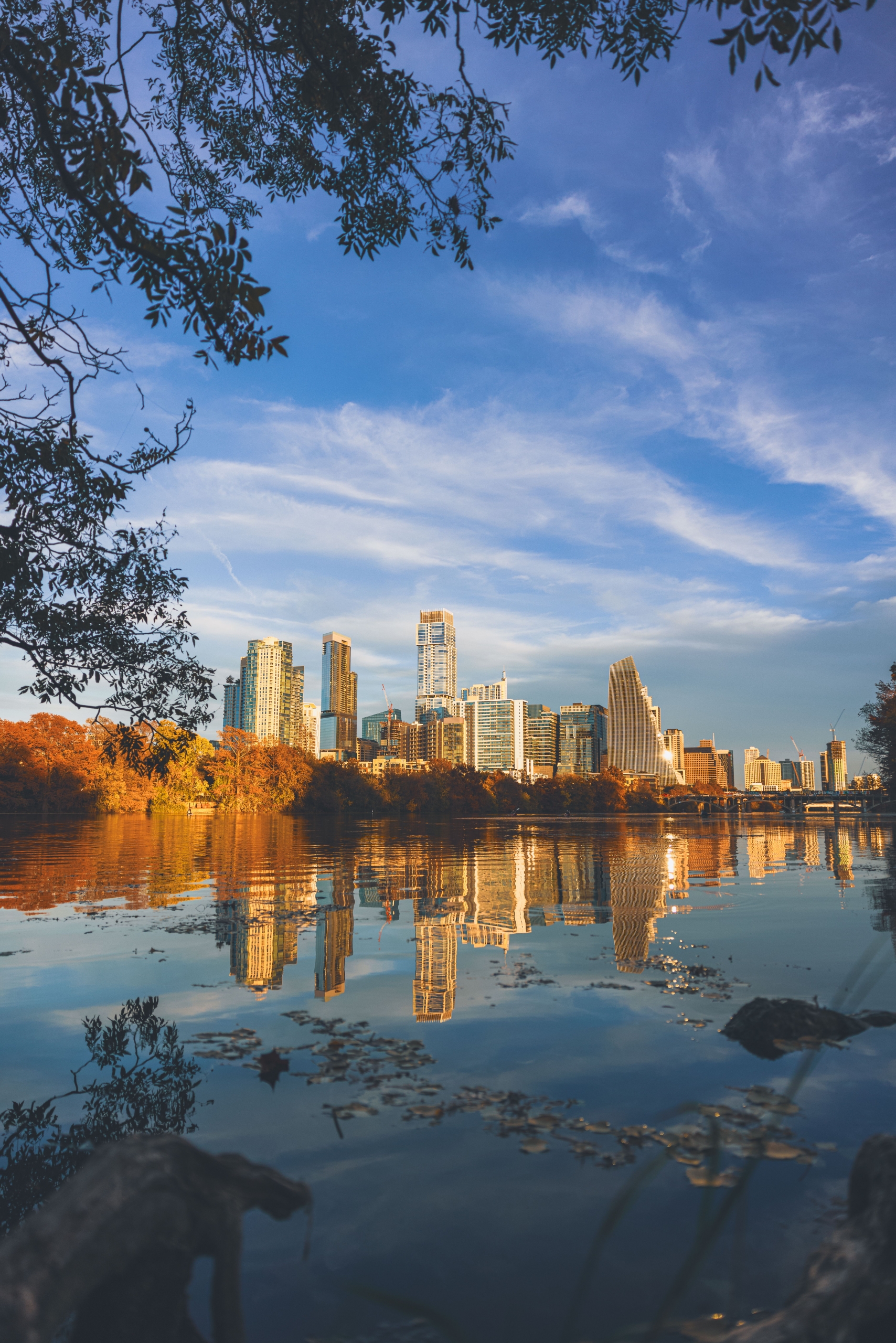 the austin city skyline is reflected in lady bird 2026 01 07 23 11 46 utc